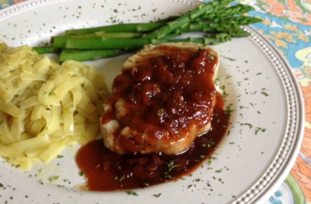 Pork Medallions with Cherry Mimosa Conserve